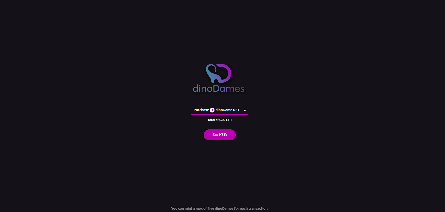 Dinodame Minting Dapp